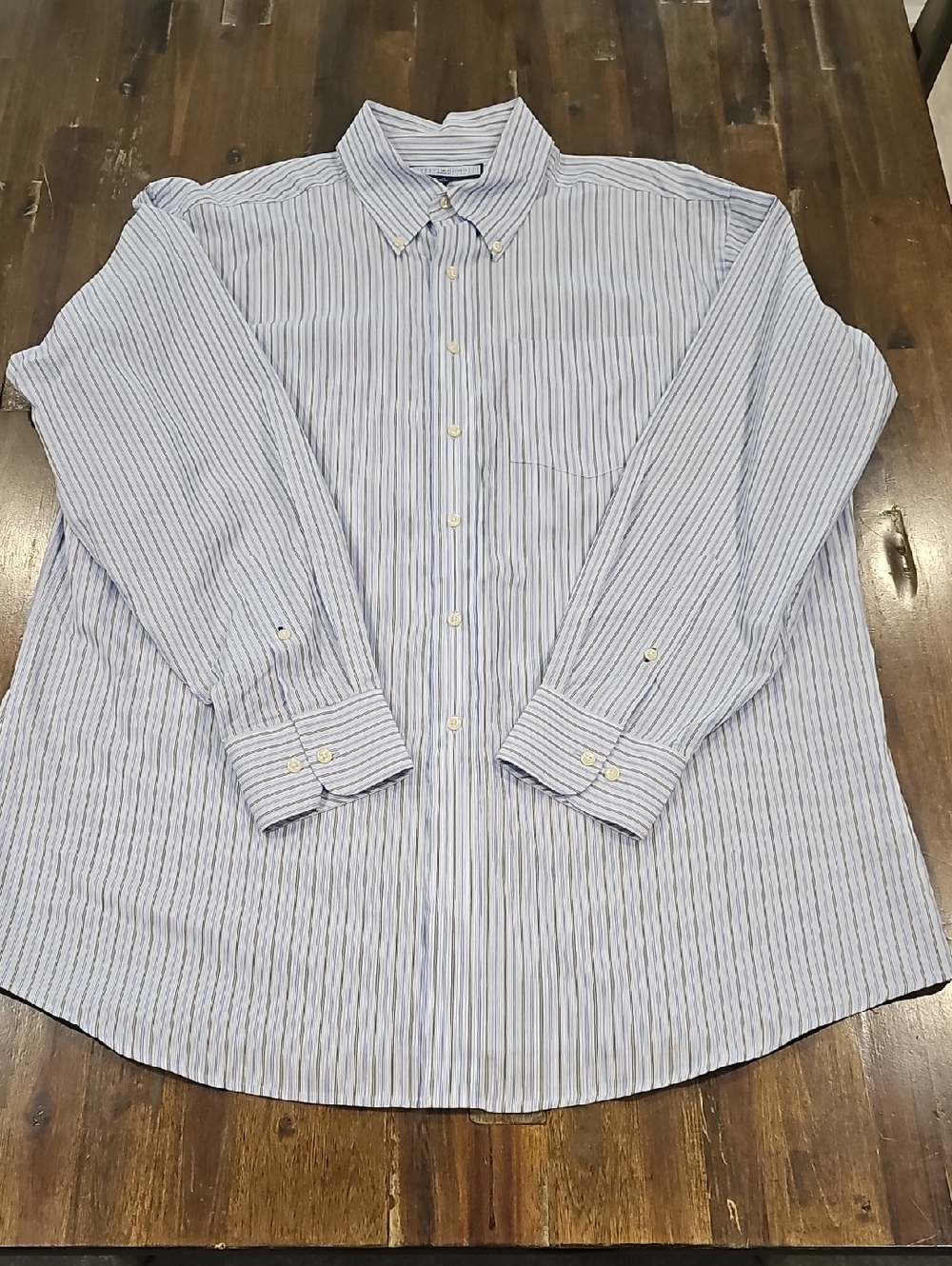Tommy Hilfiger Blue and White Striped Dress Shirt